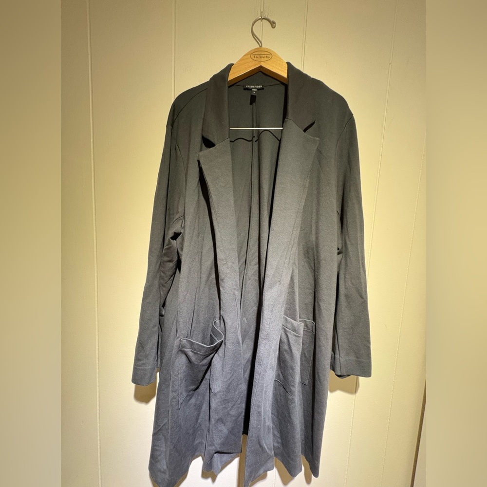Eileen Fisher black ponte knit blazer long 2X